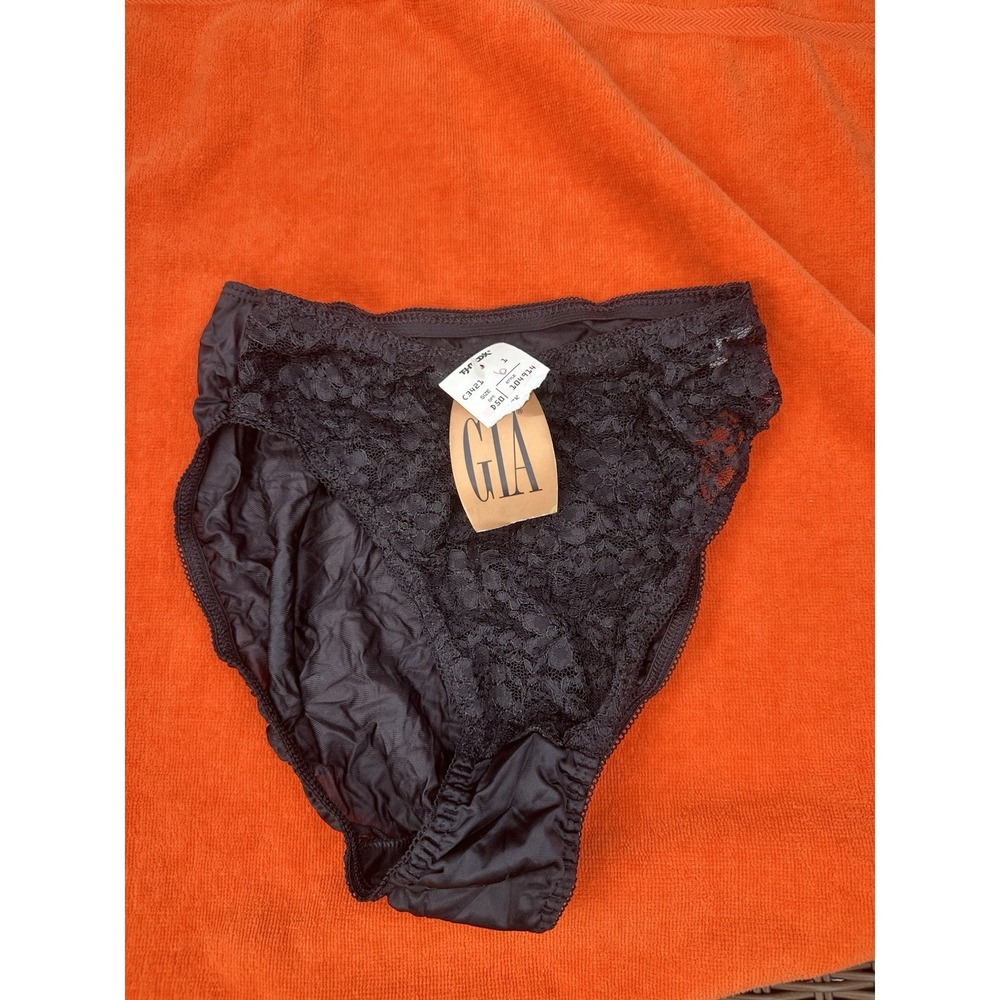 Vtg GIA Size 6 Sexy Hi Cut Bikini Lace Front Panty New